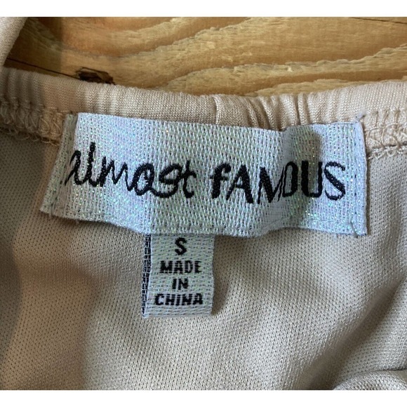 NWT Almost Famous Ruched Mini Dress Size Small Beige Sleeveless Chain Strap - Picture 3 of 9